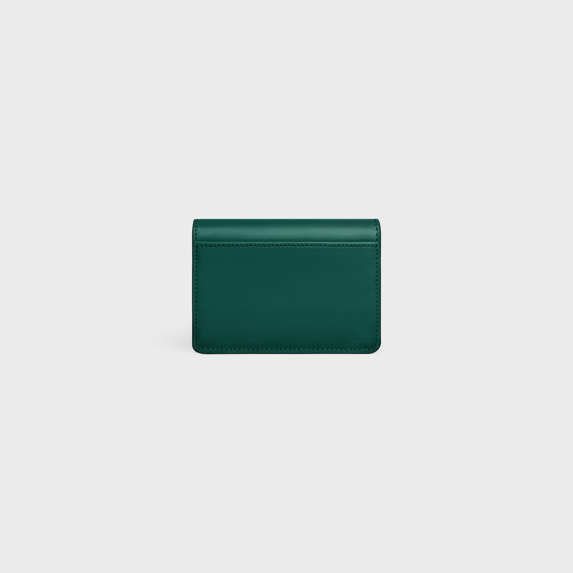 CARD HOLDER WITH FLAP TRIOMPHE IN SHINY CALFSKIN RACING GREEN - Image 3